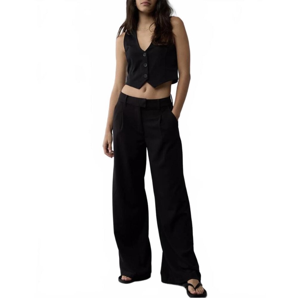 American Eagle Outfitters Black Wide-Leg Pants Poppy Trouser
